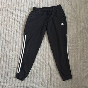 Adidas Black and White Joggers with Signature Stripes